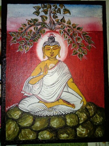 Painting titled "Gautam Buddha" by Smita Banerjee, Original Artwork, Oil