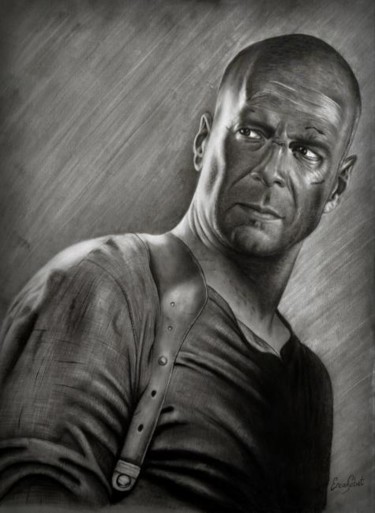 "bruce willis" başlıklı Resim Ercan Sebat tarafından, Orijinal sanat, Diğer