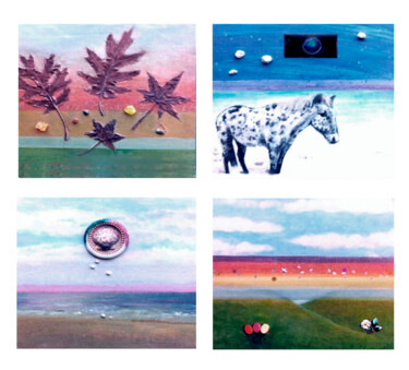 「Seasons 4」というタイトルの絵画 Malによって, オリジナルのアートワーク, アクリル ウッドパネルにマウント