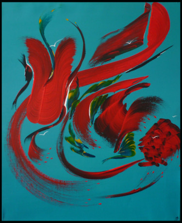 Peinture abstraite Secrets de l'île aux oiseaux Peinture intitulée "Peinture abstraite…" par Martine Belfodil, Œuvre d'art originale, Acrylique