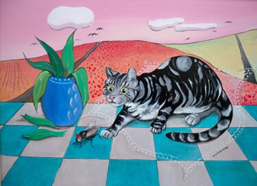 Peinture intitulée "Une grosse mouche" par Elisabeth Renard (B.Dumont Renard), Œuvre d'art originale, Huile