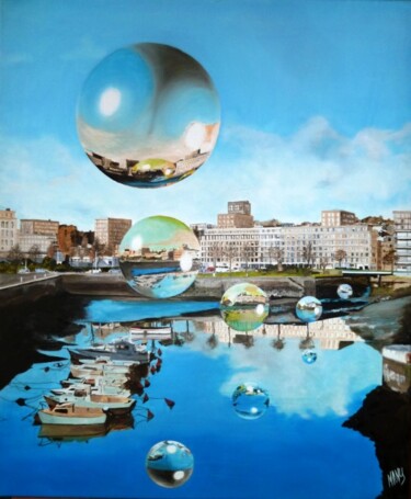 Peinture intitulée "MAREE BASSE" par Manu Surreabulliste, Œuvre d'art originale, Huile