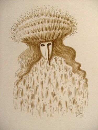 Painting titled "masque" by Patrick Lalande, Original Artwork, Oil