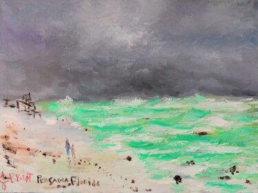 Peinture intitulée "Floride Plage de Pe…" par Georges Et David Briot, Œuvre d'art originale, Huile