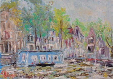 Painting titled "Amsterdam N°2" by Georges Et David Briot, Original Artwork, Oil