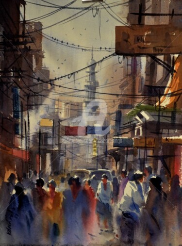 Painting titled "Varanasi04" by Kishore Singh, Original Artwork, Oil