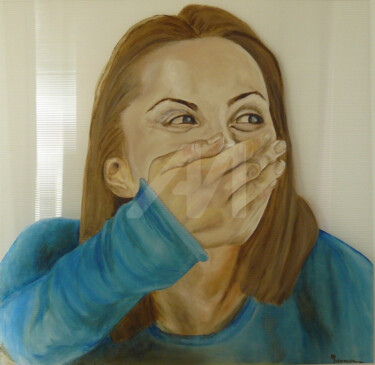 Peinture intitulée "Le rire seul échapp…" par Madorssane, Œuvre d'art originale, Huile