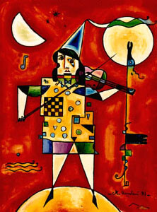 Pittura intitolato "violinista" da Angelo Mazzoleni, Opera d'arte originale