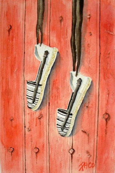 Peinture intitulée "les espadrilles cat…" par Paco Cabrera, Œuvre d'art originale