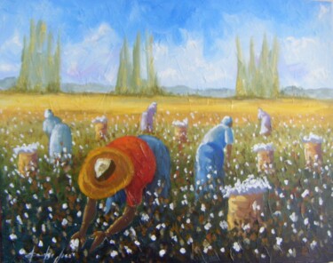 Pintura intitulada "Colheita de algodão" por Sandro José Da Silva, Obras de arte originais