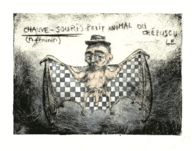 Dessin intitulée "Gravure rehaussée,…" par Frhégo, Œuvre d'art originale