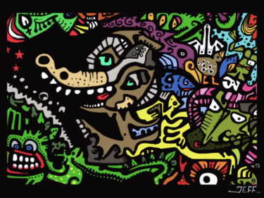 Arts numériques intitulée "Le grand méchand lo…" par Jeff, Œuvre d'art originale, Peinture numérique