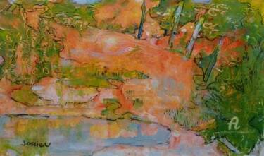 Painting titled "La mare" by Patrick Jossier, Original Artwork, Acrylic