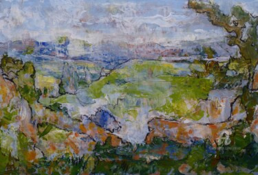 Painting titled "paysage brumeux" by Patrick Jossier, Original Artwork, Acrylic