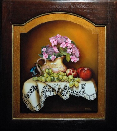 Peinture intitulée "PICHET ET HORTENSIA…" par Yvette Matysiak, Œuvre d'art originale, Huile
