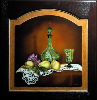 Peinture intitulée "CARAFE ET VERRE EN…" par Yvette Matysiak, Œuvre d'art originale, Huile