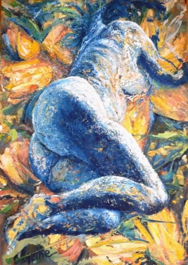 Peinture intitulée ""L'abeille" ou "La…" par Toine, Œuvre d'art originale, Huile