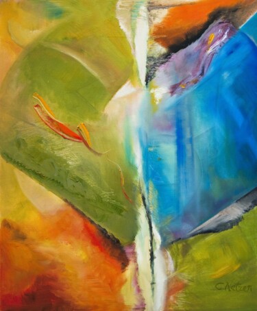Painting titled "Free to go" by Clari Netzer, Original Artwork, Oil Mounted on Wood Stretcher frame