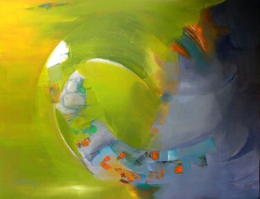 Painting titled "The Bridge" by Clari Netzer, Original Artwork, Oil Mounted on Wood Stretcher frame