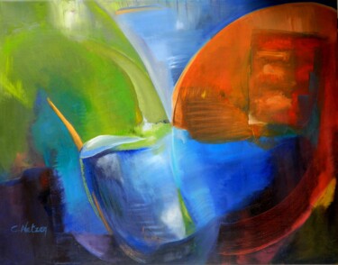 Painting titled "Peace and Love" by Clari Netzer, Original Artwork, Oil Mounted on Wood Stretcher frame