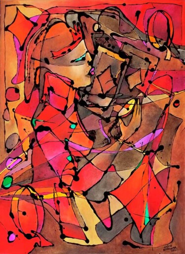 Malarstwo zatytułowany „Dama Karo Queen of…” autorstwa Małgorzata Krasucka, Oryginalna praca, Olej Zamontowany na Drewniana…