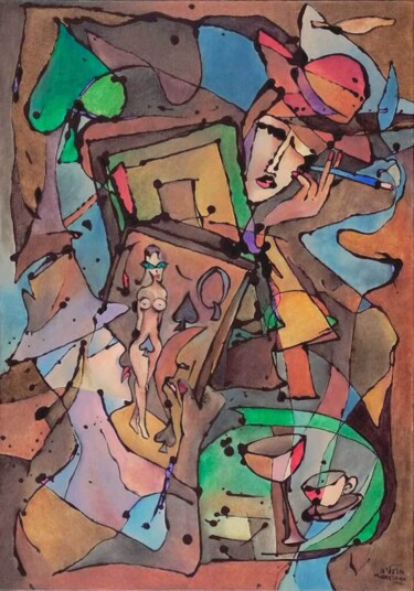 Malarstwo zatytułowany „Poker 3” autorstwa Małgorzata Krasucka, Oryginalna praca, Olej