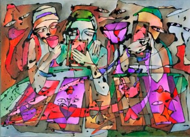 Malarstwo zatytułowany „Poker 4” autorstwa Małgorzata Krasucka, Oryginalna praca, Olej