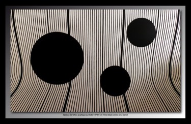 Malerei mit dem Titel "Three black circles…" von Tehos, Original-Kunstwerk, Öl