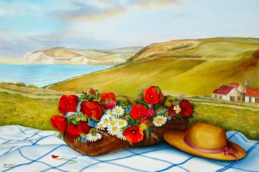 Peinture intitulée "BOUQUET CHAMPETRE A…" par Yvette Matysiak, Œuvre d'art originale, Huile
