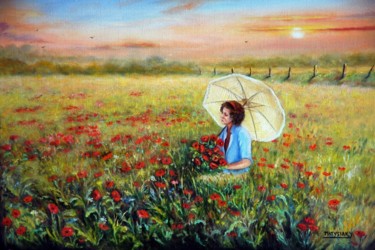 Peinture intitulée "CUEILLETTE DE COQUE…" par Yvette Matysiak, Œuvre d'art originale, Huile