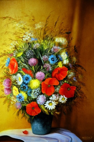 Peinture intitulée "BOUQUET CHAMPETRE" par Yvette Matysiak, Œuvre d'art originale, Huile