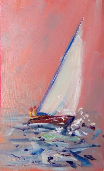 Painting titled "Yacht Twilight." by Bill O'Brien, Original Artwork, Oil