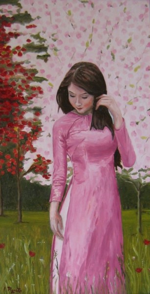 Pittura intitolato ""Giovane orientale"" da Artepignato, Opera d'arte originale, Olio
