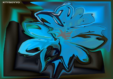 Peinture intitulée "FLEUR BLEUE" par Catherine Wernette, Œuvre d'art originale