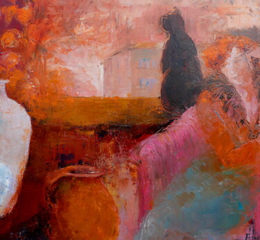 Peinture intitulée "la dame de Saint je…" par Eve Hernandez, Œuvre d'art originale, Huile