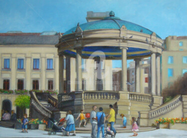 El kiosko: punto de encuentro (The kiosk: meeting point) Pintura titulada "El kiosko: punto de…" por Cristina Del Rosso, Obra de arte original, Oleo