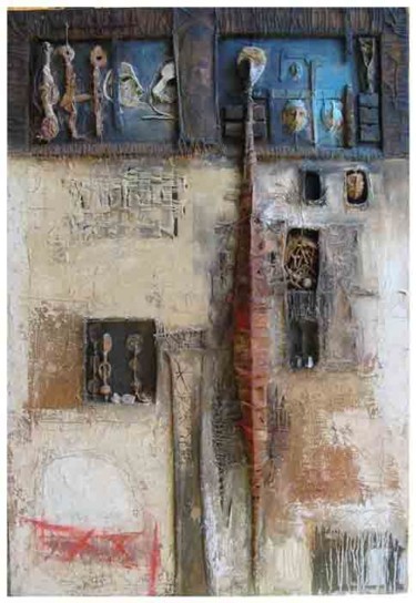 Peinture intitulée "La case aux fétiches" par Philippe Rillon, Œuvre d'art originale