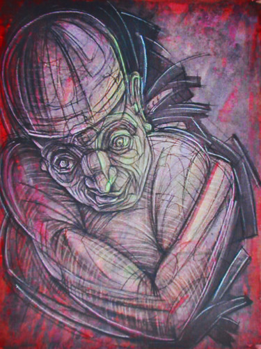 Painting titled "idiot" by Bubon, Original Artwork, Gouache