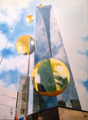 Peinture intitulée "One of Pudong" par Manu Surreabulliste, Œuvre d'art originale, Huile