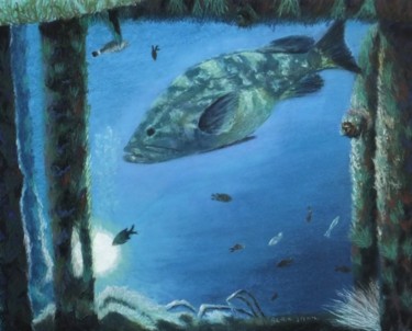 Peinture intitulée "Le mérou du rubis" par Jean-Marc Alric, Œuvre d'art originale, Huile