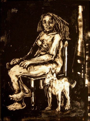 Artisanat intitulée "Femme assise -avec…" par Frhégo, Œuvre d'art originale