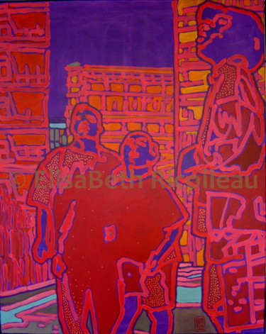 Three Young Boys in the City Peinture intitulée "Three Young Boys in…" par Elisabeth Ricolleau, Œuvre d'art originale