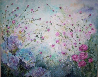 Peinture intitulée "explosion de fleurs" par Nadine Coffinier, Œuvre d'art originale, Acrylique