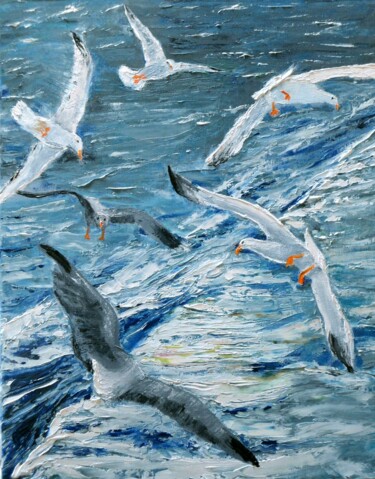 Peinture intitulée "Retour de pêche" par Pascal Baudot, Œuvre d'art originale, Huile Monté sur Châssis en bois