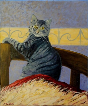 Peinture intitulée "Chat Pacha" par Pascal Baudot, Œuvre d'art originale