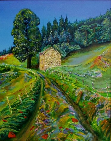 Peinture intitulée "La grange au tilleul" par Pascal Baudot, Œuvre d'art originale