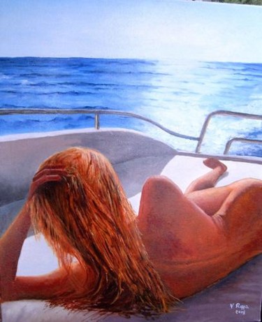 Painting titled "voglia di mare/ tas…" by Vincenzo Rappa, Original Artwork, Oil