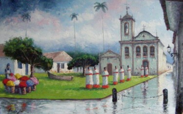 Peinture intitulée "Vida em Paraty 2" par Sandro José Da Silva, Œuvre d'art originale, Huile