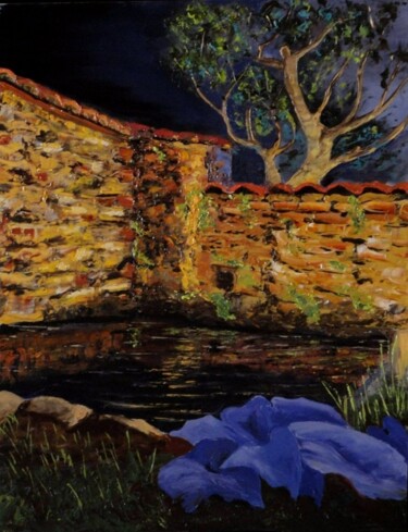 Peinture intitulée "Lumières nocturnes" par Pascal Baudot, Œuvre d'art originale, Huile Monté sur Châssis en bois