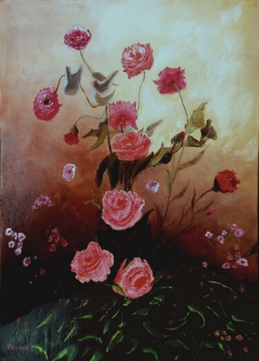 Peinture intitulée "Le bouquet" par Pascal Baudot, Œuvre d'art originale, Huile Monté sur Châssis en bois